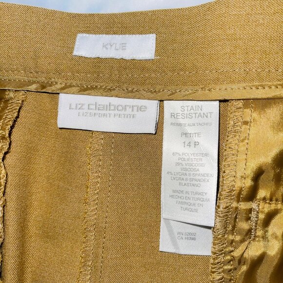 Liz Claiborne Kylie High-Waisted Mustard Yellow Tailored Pants With Back Pockets - Picture 7 of 10